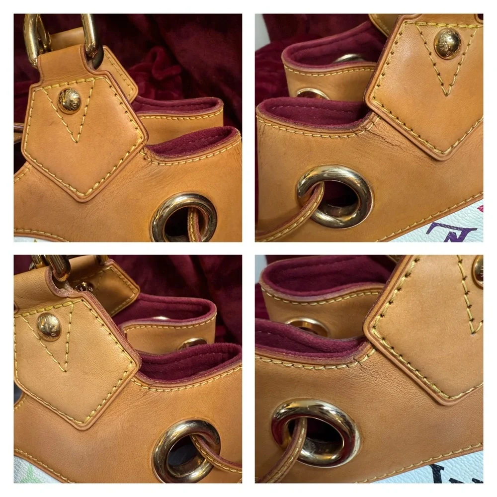 Louis Vuitton White Multicolor Monogram Handbag with Callouts